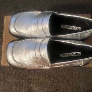 Topshop Silver Loafers